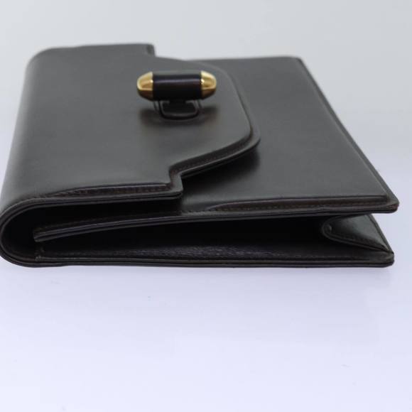 GUCCI Clutch Bag Leather Brown Auth 74596 - Picture 3 of 16